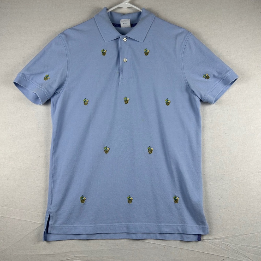 Brooks Brothers 1818 Performance Polo Slim Fit Blue Pineapple Cocktail Mens M